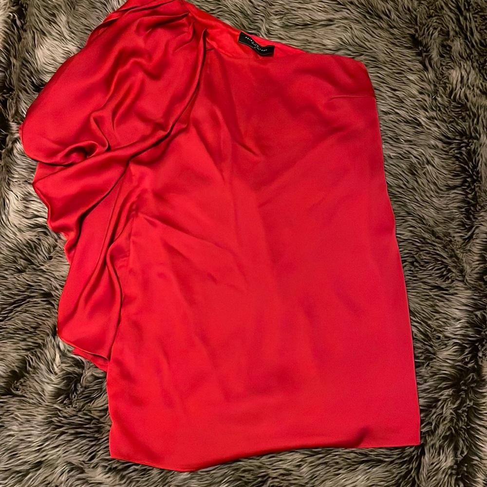 Akira Mini Dress, Red, Silky, Size M, One shoulder